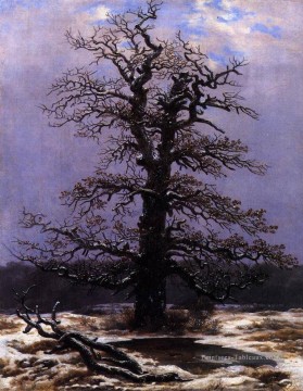Chêne dans la neige romantique Caspar David Friedrich Peinture à l'huile